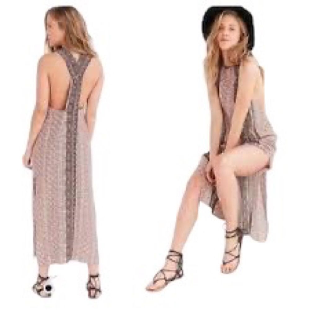 Urban Outfitters | Ecote Boho Tribal Print Sleeveless T Strap Back Maxi Dress M